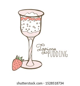 Vector illustration sketch. Hand drawn popular drink, Milk tea with tapioca pearls.