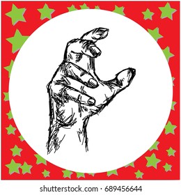 vector illustration sketch hand drawn with black lines of hand holding something, isolated on white background