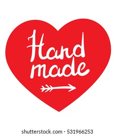 Vector illustration of a sketch hand made red heart label