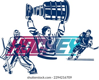 vector illustration sketch of the hockey player