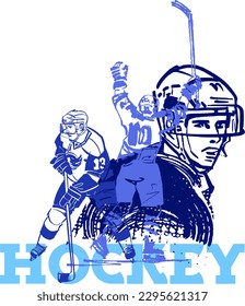 vector illustration sketch of the hockey player 