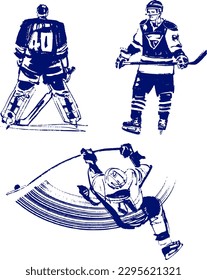 vector illustration sketch of the hockey player 