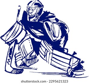 vector illustration sketch of the hockey player 