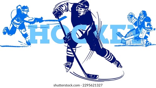 vector illustration sketch of the hockey player 