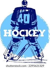 vector illustration sketch of the hockey player 