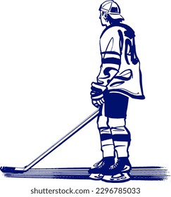 vector illustration sketch of the hockey player