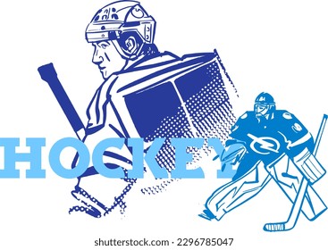 vector illustration sketch of the hockey player