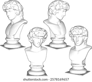vector illustration sketch image silhouette design statue half body beautiful woman princess roman greek classic vintage ethnic europe