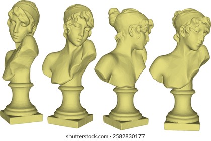 vector illustration sketch image silhouette design statue half body beautiful woman princess roman greek classic vintage ethnic europe