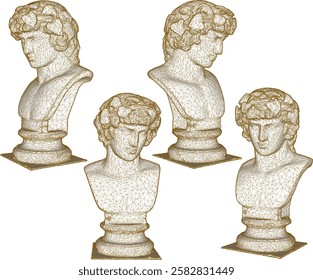 vector illustration sketch image silhouette design statue half body beautiful woman princess roman greek classic vintage ethnic europe 
