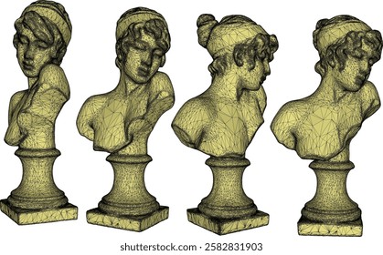 vector illustration sketch image silhouette design statue half body beautiful woman princess roman greek classic vintage ethnic europe