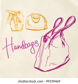 Vector illustration, sketch imitating bags with markers