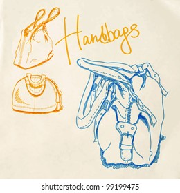 Vector illustration, sketch imitating bags with markers