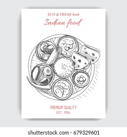 Vector illustration sketch - indian food.