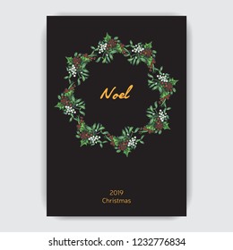 Vector illustration sketch invitation for christmas party. Holiday Template with hand drawn Decorations graphic. Happy New Year Card.