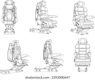 Vector illustration sketch of jet airplane ejection seat