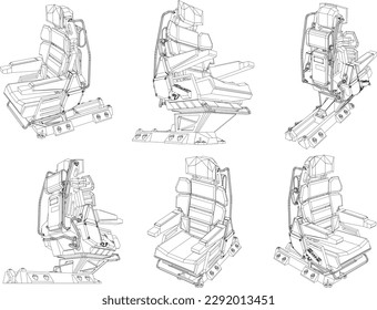 Vector illustration sketch of jet airplane ejection seat