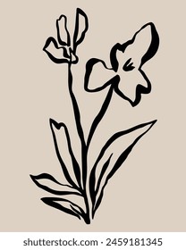 vector illustration of a sketch of a lily flower