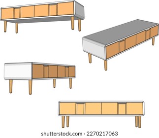 Vector illustration sketch of living room tv cupboard