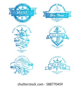 Vector illustration sketch - Logo for a seafood menu