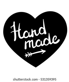 Vector illustration of a sketch "love hand made" label