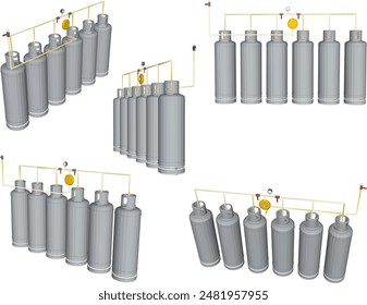 Vector illustration sketch of LPG gas detailed design drawing with pipe for small industry