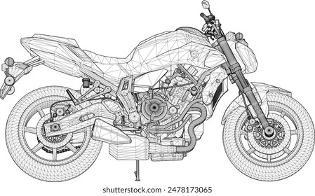 Vector illustration sketch of a male style big motorbike design for drag race