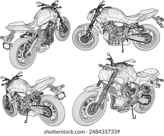 boceto de Ilustración vectorial de un diseño de moto grande de estilo masculino para carrera de arrastre