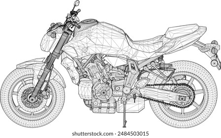 Vector illustration sketch of a male style big motorbike design for drag race