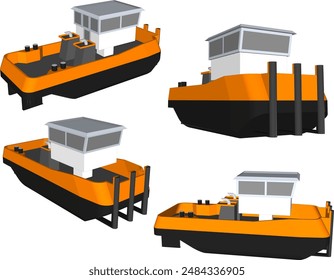 Vector illustration sketch of a marine police patrol boat design