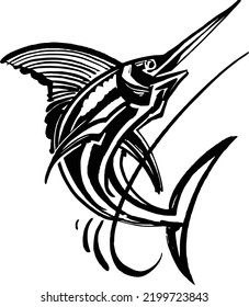 el esbozo de ilustración vectorial del pez Marlin