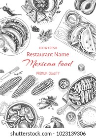Vector illustration sketch - Mexican food. Card Menu mexican cuisine. vintage design template, banner.