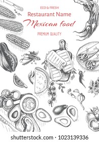 Vector illustration sketch - Mexican food. Card Menu mexican cuisine. vintage design template, banner.