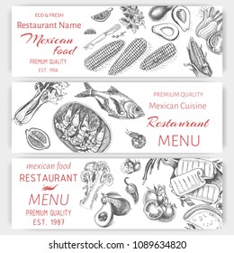 Vector illustration sketch - Mexican food. Card Menu mexican cuisine. vintage design template, banner.
