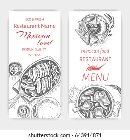 Vector illustration sketch - Mexican food.
Card Menu mexican cuisine. vintage design template, banner.