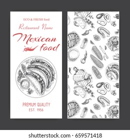 Vector illustration sketch - Mexican food. Card Menu mexican cuisine. vintage design template, banner. pattern