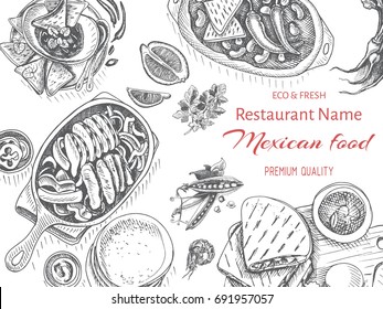 Vector illustration sketch - Mexican food. Card Menu mexican cuisine. vintage design template, banner.