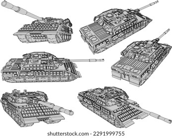 Vector illustration sketch of modern combat armored tank