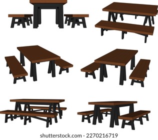 Vector illustration sketch of modern minimalist cafe wooden chair table