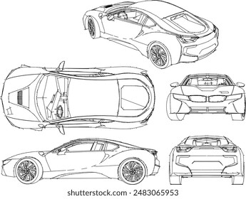 Vector illustration sketch of modern minimalist racing sports car design