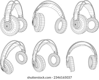 Esbozo de ilustraciones vectoriales en diseño moderno de auriculares minimalistas
