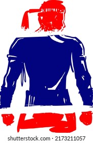 the vector illustration sketch of the Muay Thai fighter