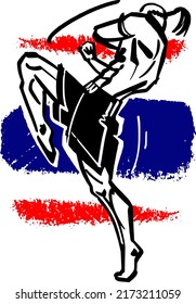 the vector illustration sketch of the Muay Thai fighter