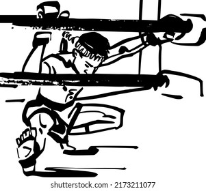 the vector illustration sketch of the Muay Thai fighter