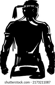 the vector illustration sketch of the Muay Thai fighter