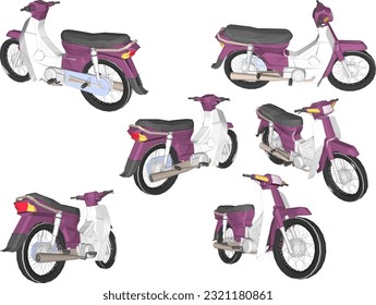 Vector illustration sketch of old vintage motorbike cartoon