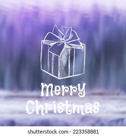 Vector illustration. Sketch on a background of winter photos. Christmas gift