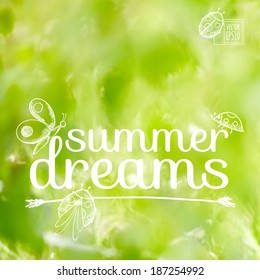 vector illustration. Sketch on summer holiday on the background images. butterflies  on a background of grass