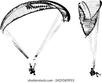 Vector illustration sketch of the paragliding man