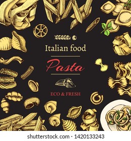 Vector illustration sketch - pasta. Card menu restaurant Italian cuisine.